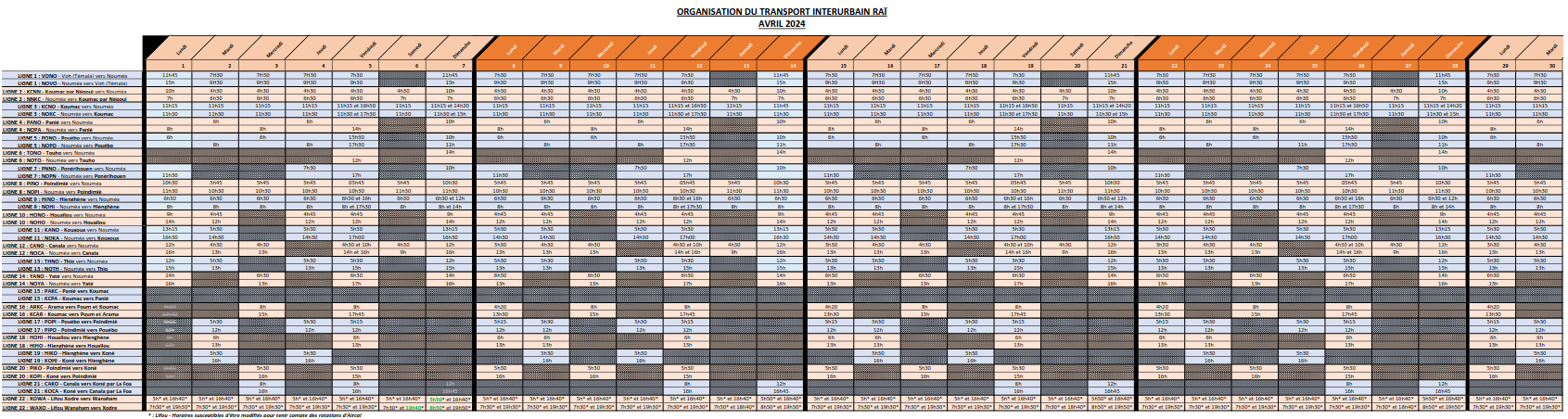 Horaires et Tarifs