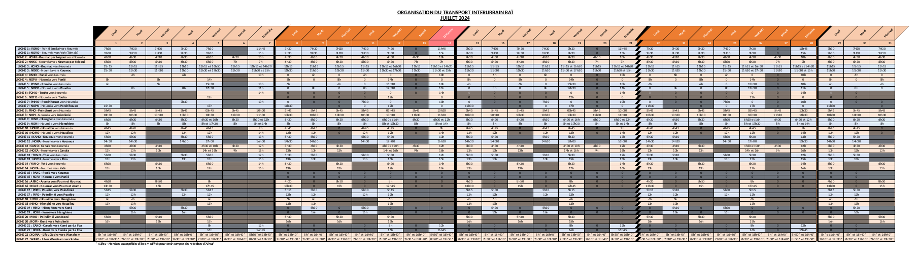 Horaires et Tarifs